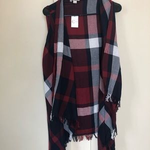 Flannel vest cardigan